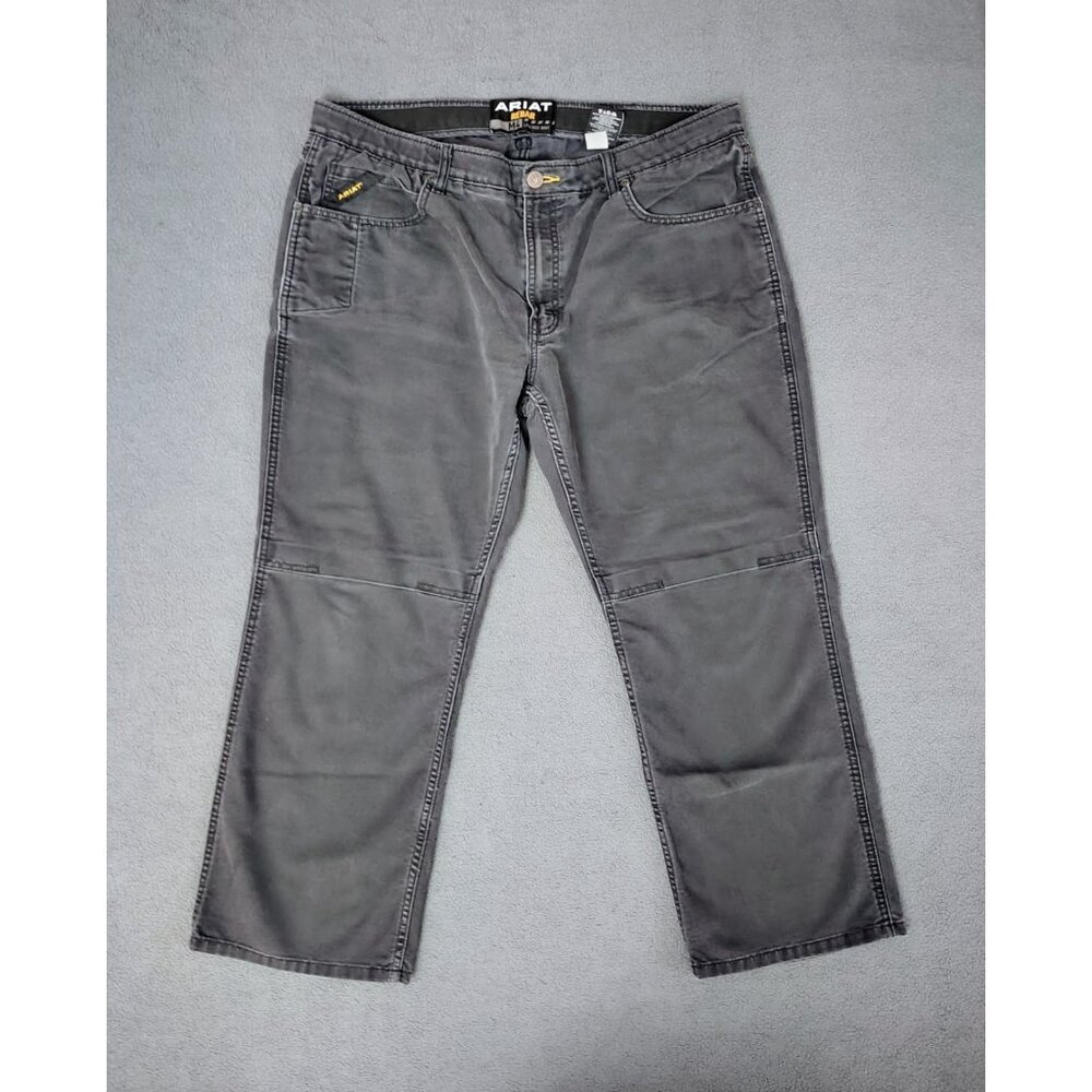 Ariat Jeans Mens 40x30 Gray Rebar M4 Low Rise Boot Cut Dark Wash Western Work